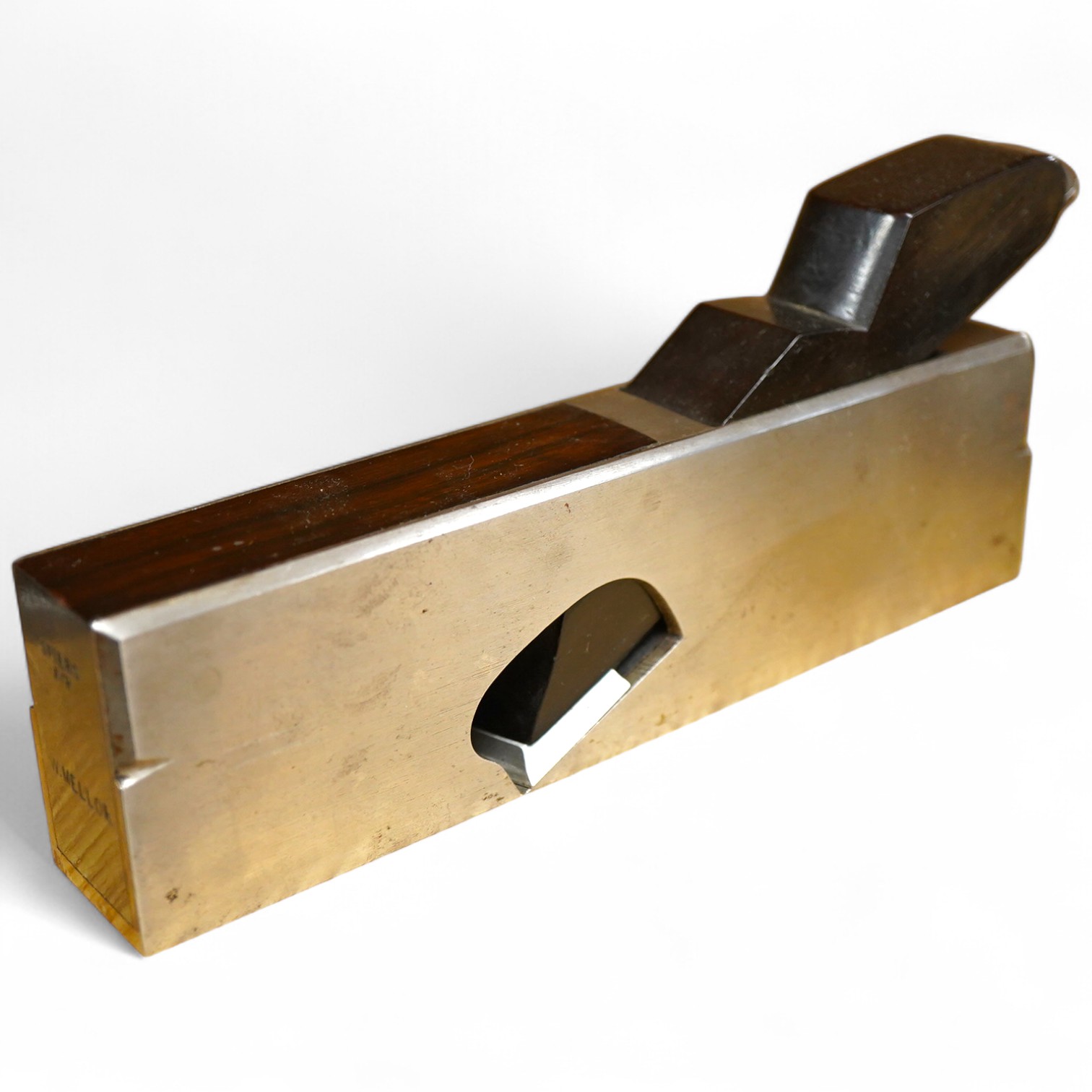 A Spiers steel skew shoulder plane with rosewood infill and ebony wedge, 1 1/2”, stamped ‘Spiers Ayr’ to the plane, with owner’s name stamped twice to the infill and also to the wedge, the iron is unmarked
